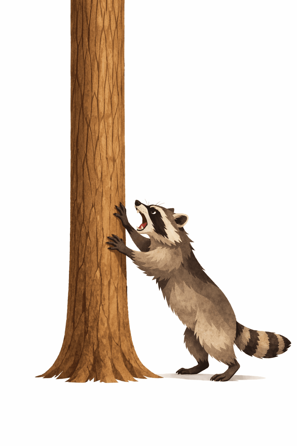 Raccoon Climbing Tree